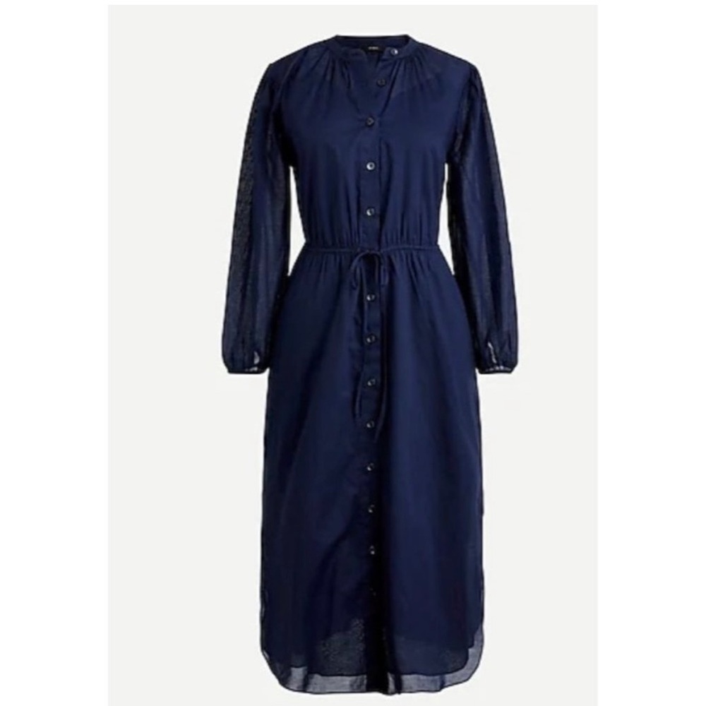 Navy blue J. Crew dress - Tie-waist cotton voile midi dress